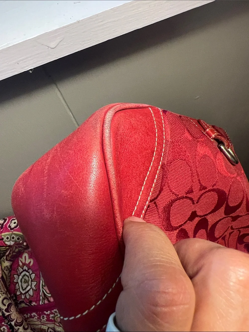 Vintage Coach Hamptons Clip Hobo – Red Signature C – Style 8K03